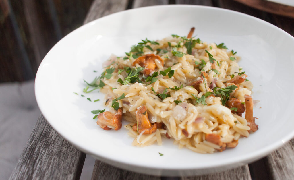 orzotto z kurkami, parmezanem i bialym winem